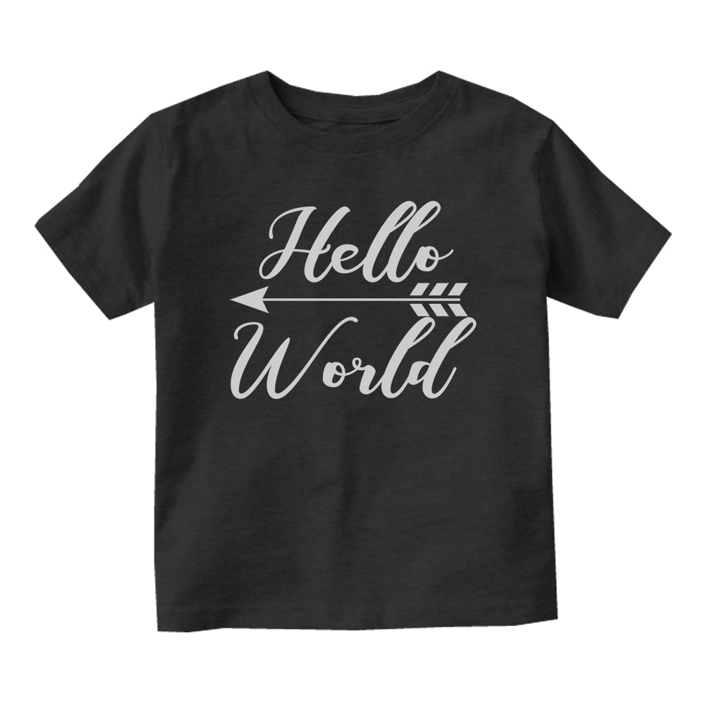 Hello World Arrow First Day Born Baby Infant Short Sleeve T-Shirt Black