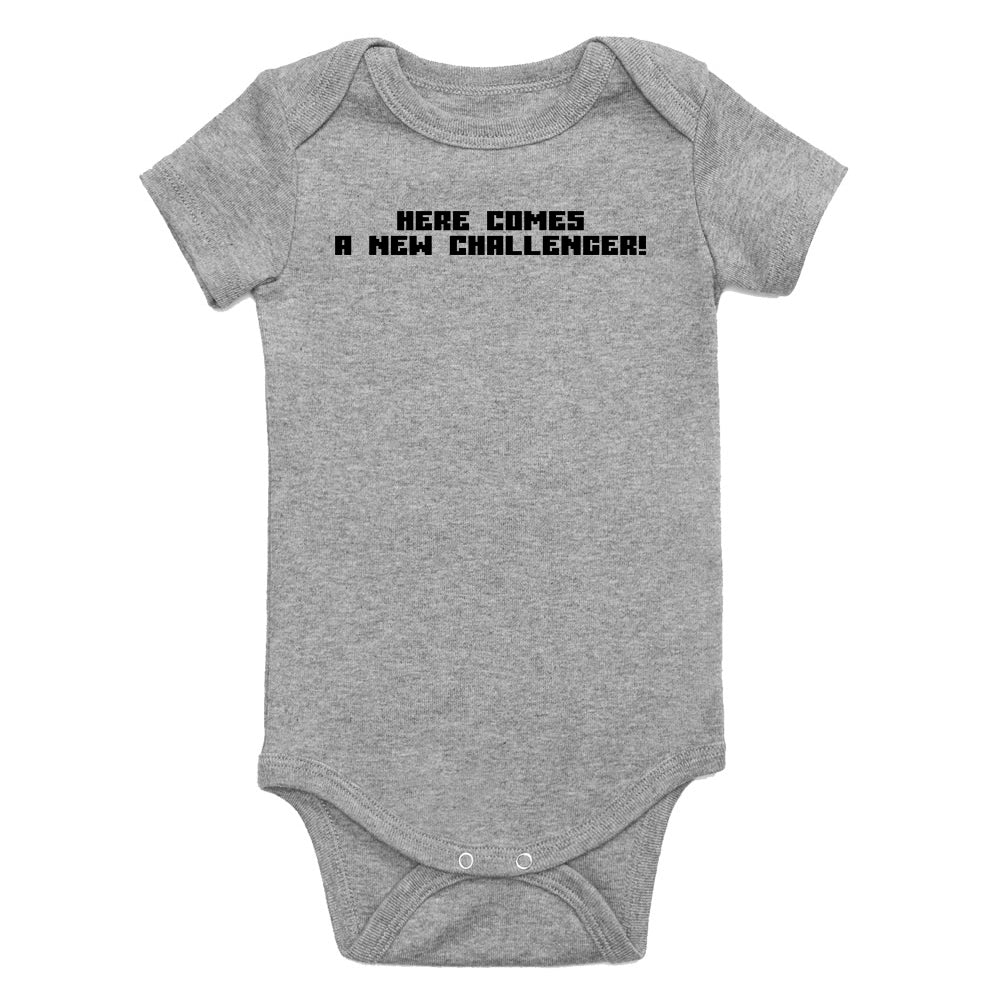 Here Comes A New Challenger Gamer Infant Baby Boys Bodysuit Grey