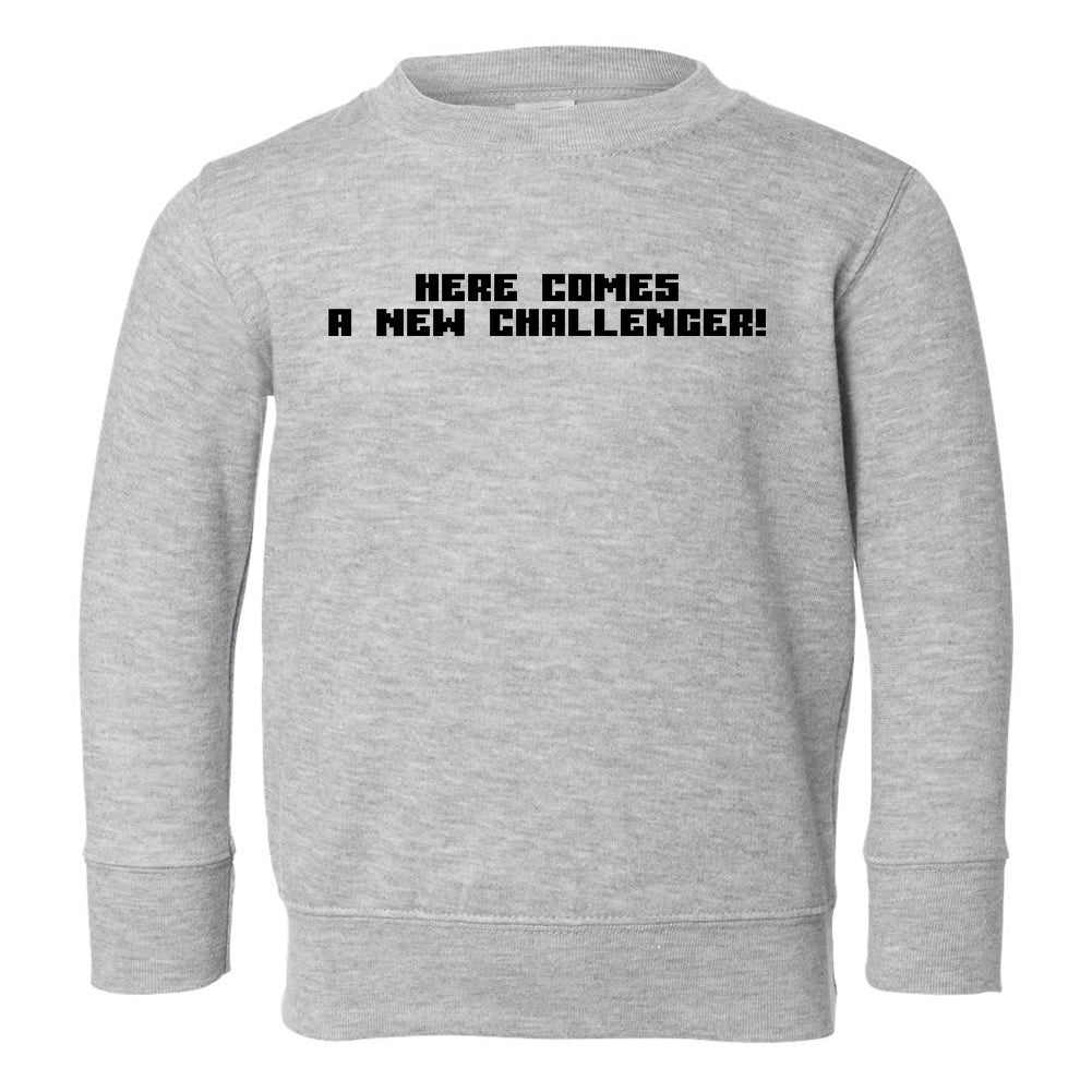 Here Comes A New Challenger Gamer Toddler Boys Crewneck Sweatshirt Grey