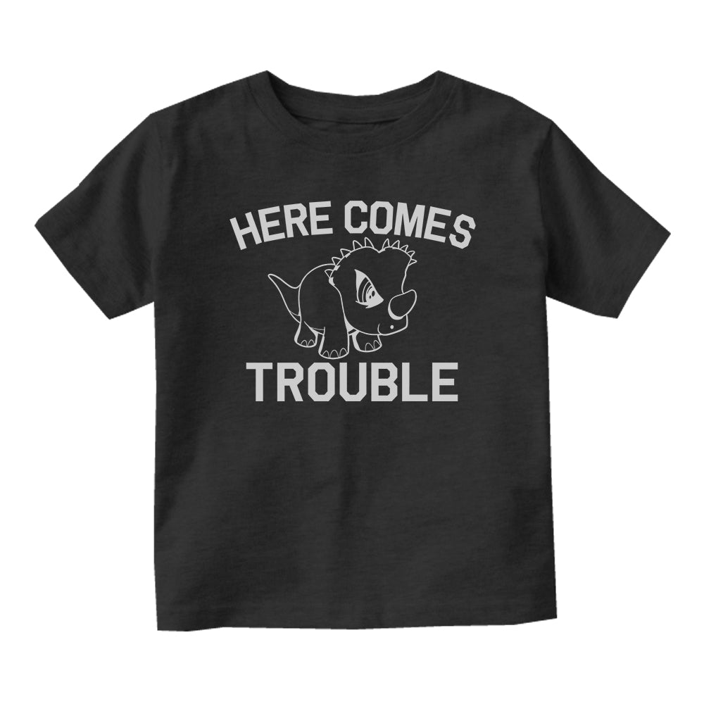 Here Comes Trouble Baby Toddler Short Sleeve T-Shirt Black