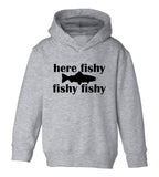 Here Fishy Fishy Fishy Trout Toddler Boys Pullover Hoodie Grey