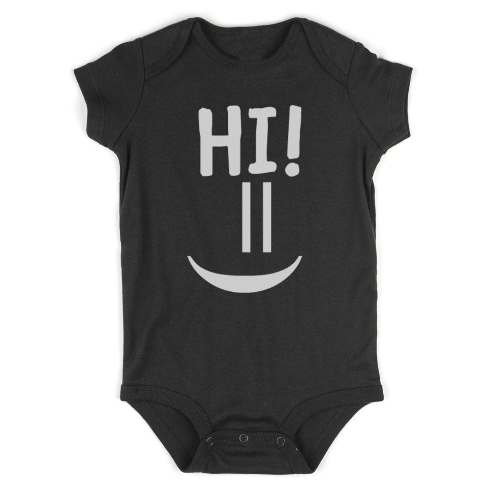 Hi Smiley Emoticon Cute Baby Bodysuit One Piece Black