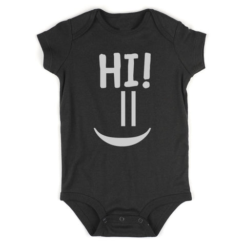 Hi Smiley Emoticon Cute Baby Bodysuit One Piece Black