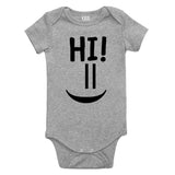 Hi Smiley Emoticon Cute Baby Bodysuit One Piece Grey