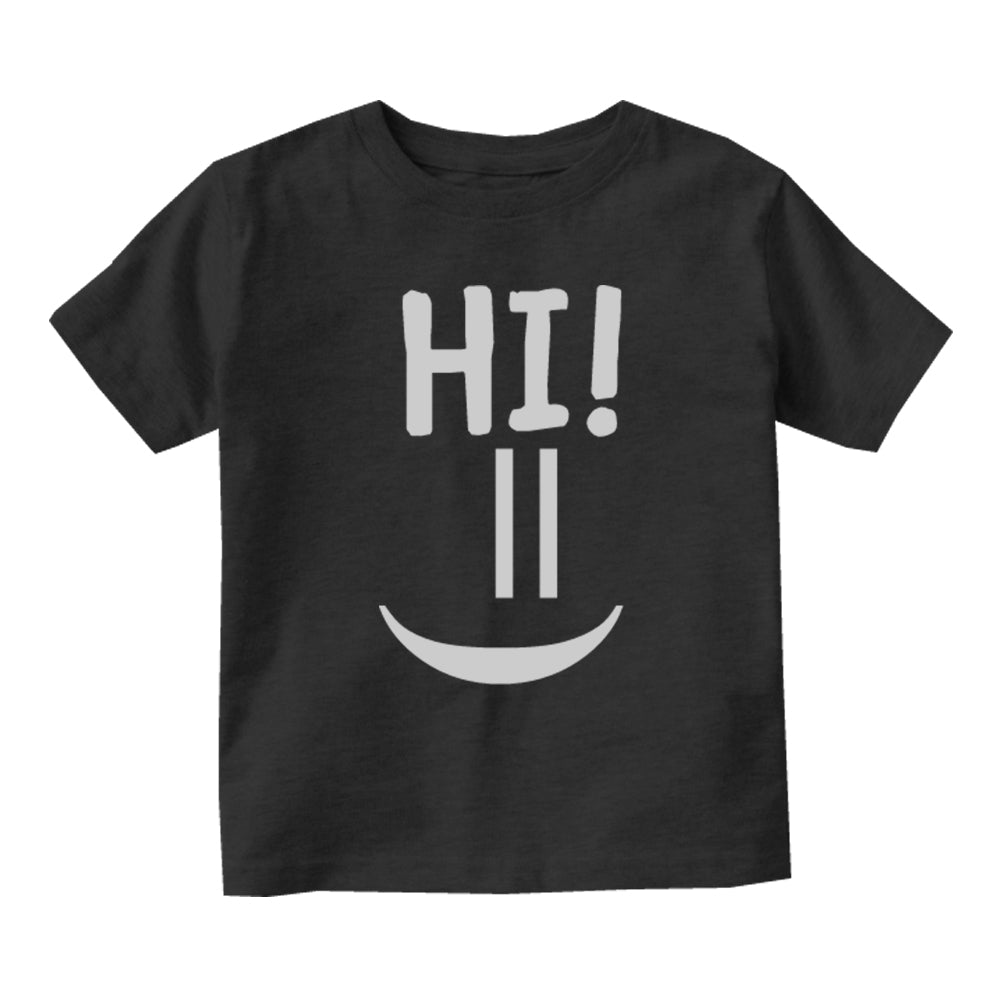 Hi Smiley Emoticon Cute Baby Toddler Short Sleeve T-Shirt Black