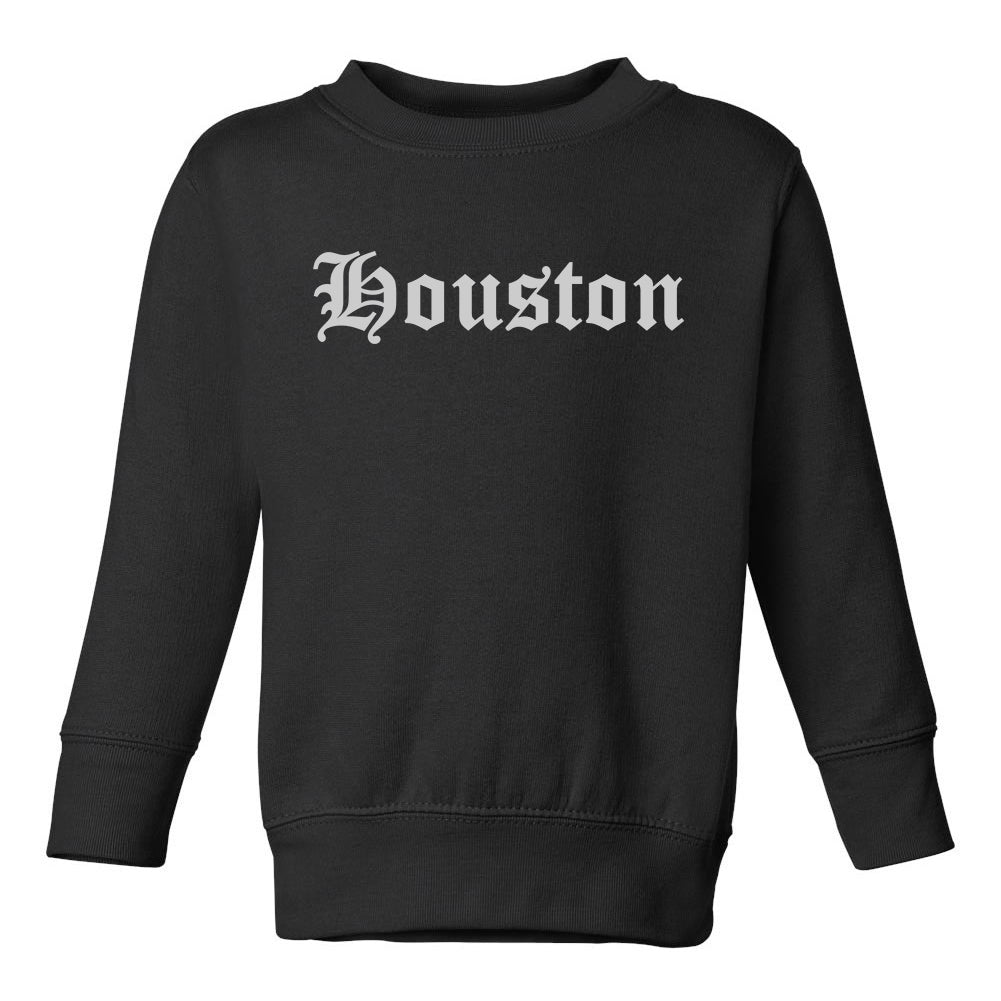 Houston Texas TX Old English Toddler Boys Crewneck Sweatshirt Black