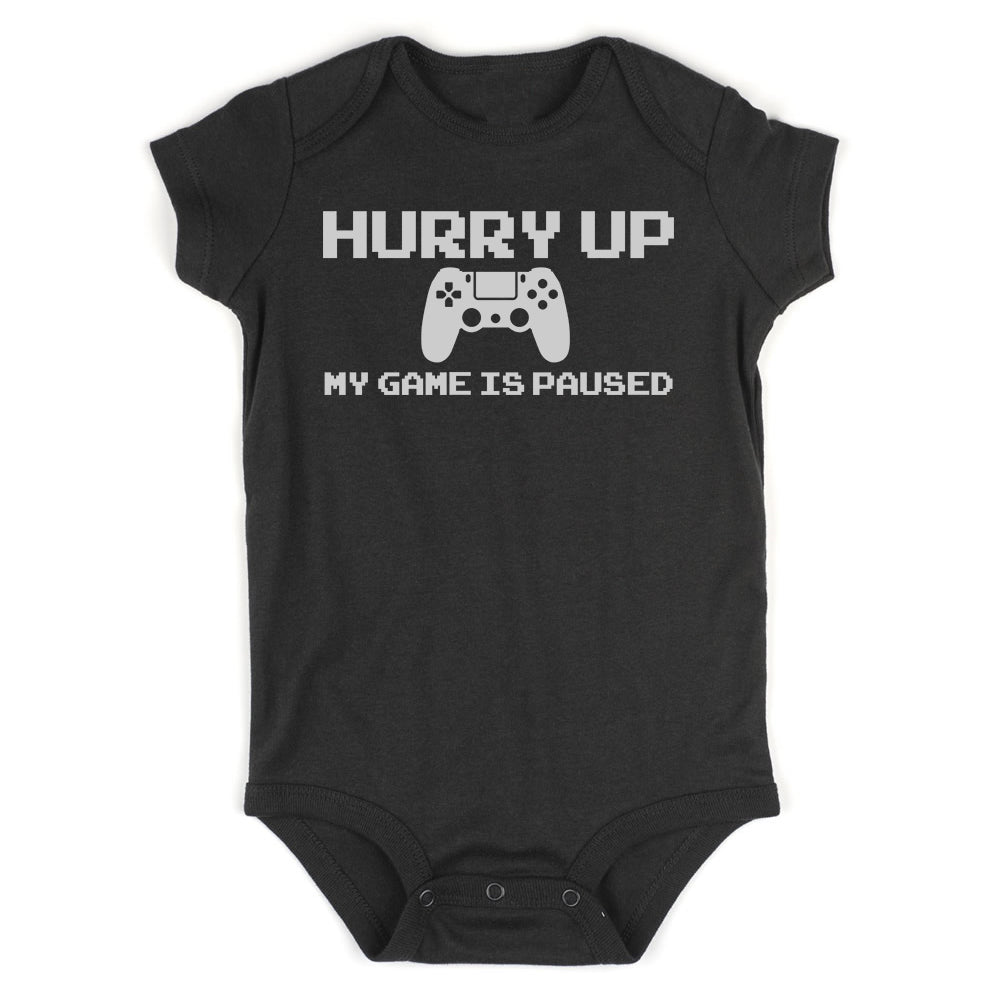 Hurry Up My Is Game Paused Infant Baby Boys Bodysuit Black