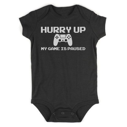 Hurry Up My Is Game Paused Infant Baby Boys Bodysuit Black