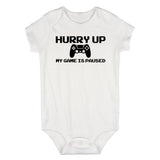 Hurry Up My Is Game Paused Infant Baby Boys Bodysuit White