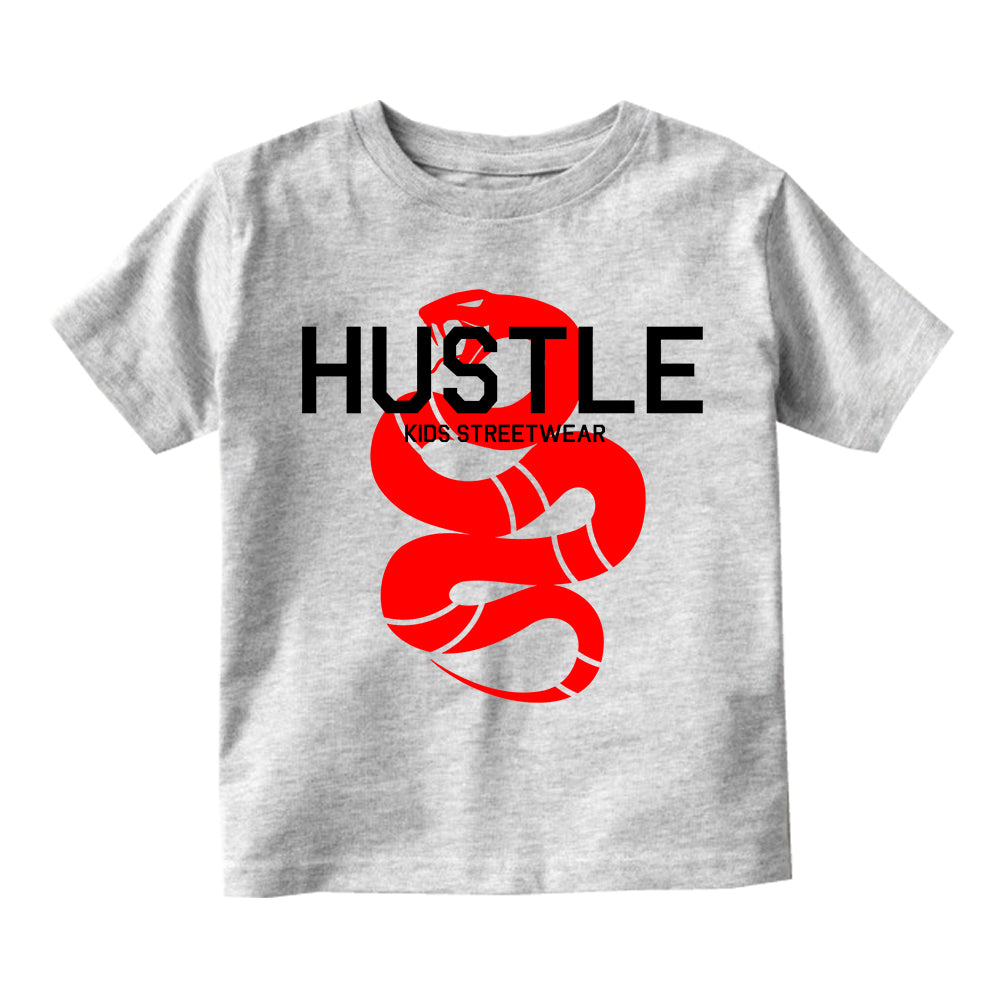 Hustle Red Snake Toddler Boys Short Sleeve T-Shirt Grey