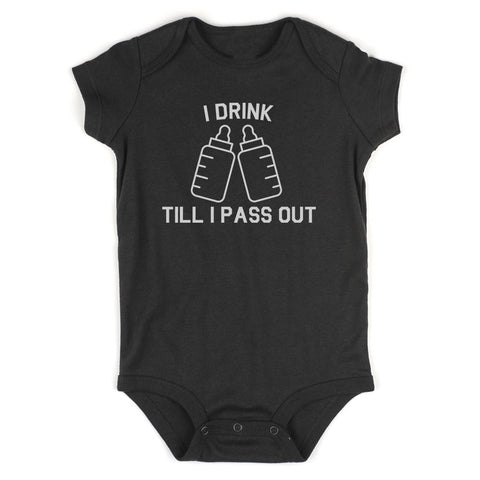 I Drink Till I Pass Out Funny Baby Bodysuit One Piece Black