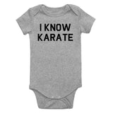 I Know Karate Infant Baby Boys Bodysuit Grey
