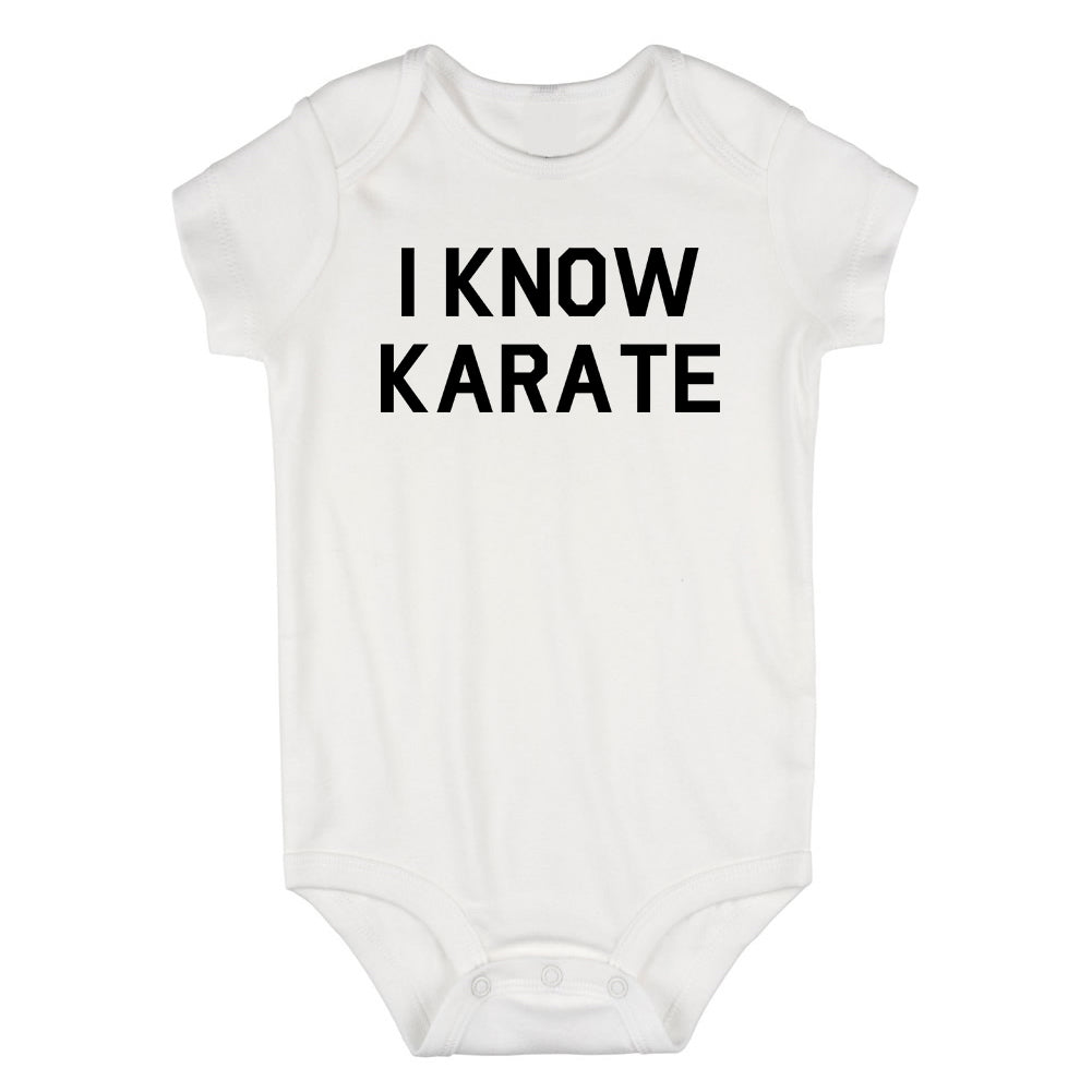 I Know Karate Infant Baby Boys Bodysuit White