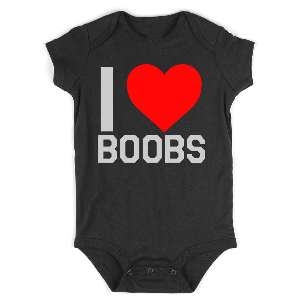 I Love Boobs Red Heart Infant Baby Boys Bodysuit Black