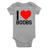 I Love Boobs Red Heart Infant Baby Boys Bodysuit Grey