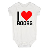 I Love Boobs Red Heart Infant Baby Boys Bodysuit White