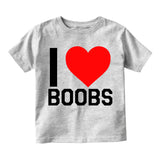 I Love Boobs Red Heart Infant Baby Boys Short Sleeve T-Shirt Grey
