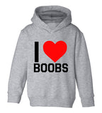 I Love Boobs Red Heart Toddler Boys Pullover Hoodie Grey