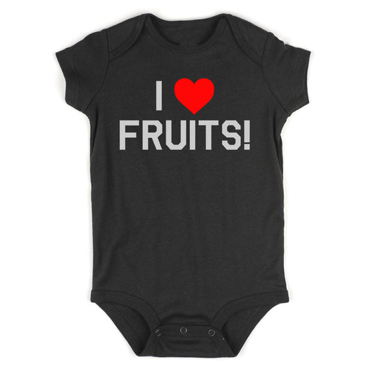 I Love Fruits Red Heart Infant Baby Boys Bodysuit Black