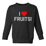I Love Fruits Red Heart Toddler Boys Crewneck Sweatshirt Black