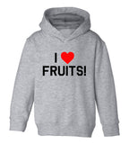 I Love Fruits Red Heart Toddler Boys Pullover Hoodie Grey