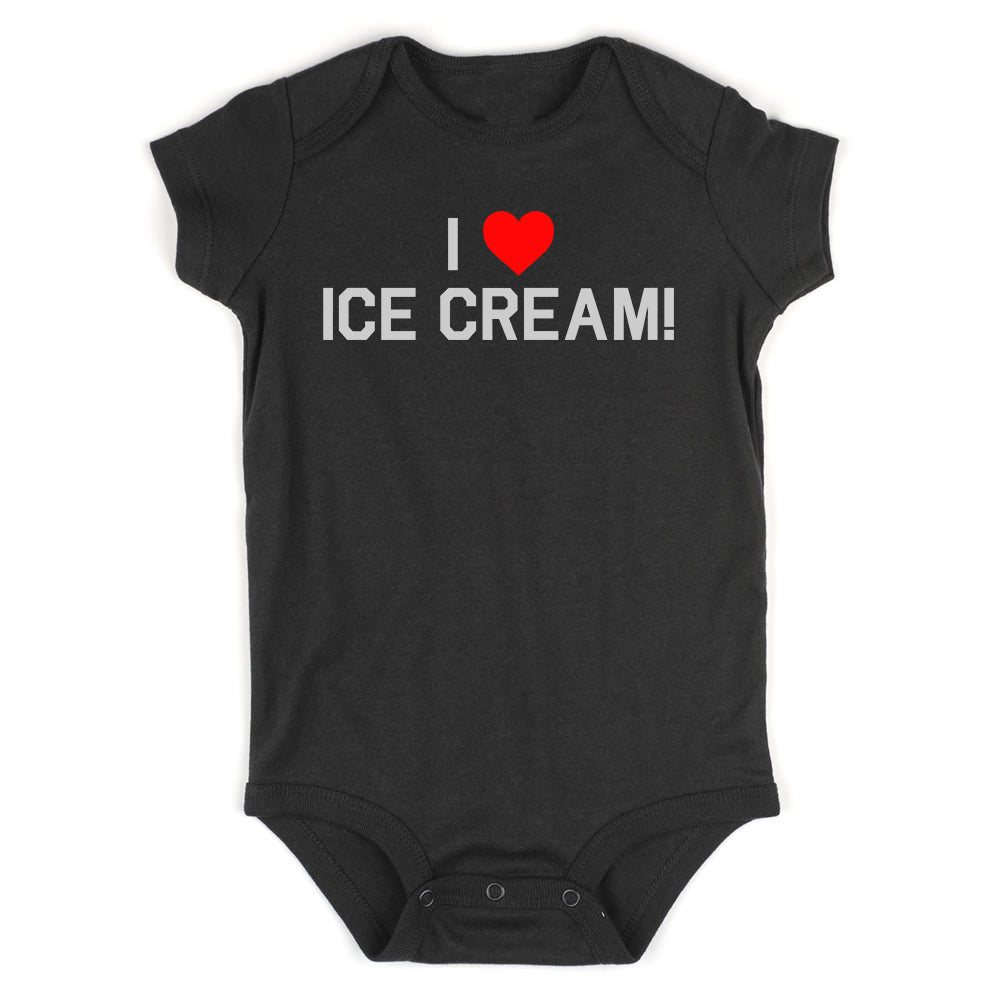 I Love Ice Cream Red Heart Infant Baby Boys Bodysuit Black