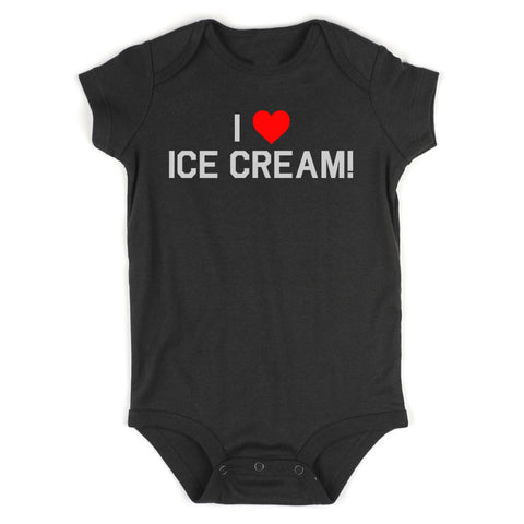 I Love Ice Cream Red Heart Infant Baby Boys Bodysuit Black