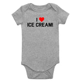 I Love Ice Cream Red Heart Infant Baby Boys Bodysuit Grey