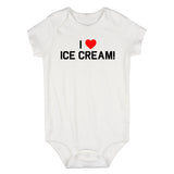 I Love Ice Cream Red Heart Infant Baby Boys Bodysuit White