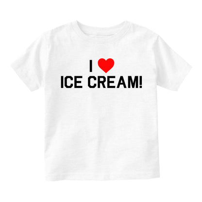 I Love Ice Cream Red Heart Toddler Boys Short Sleeve T-Shirt White