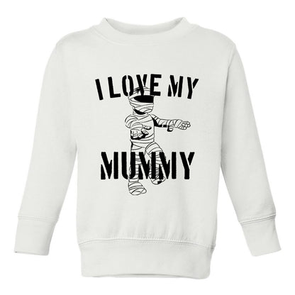 I Love My Mummy Halloween Toddler Boys Crewneck Sweatshirt White