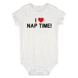 I Love Nap Time Red Heart Infant Baby Boys Bodysuit White