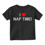 I Love Nap Time Red Heart Infant Baby Boys Short Sleeve T-Shirt Black