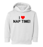 I Love Nap Time Red Heart Toddler Boys Pullover Hoodie White
