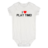 I Love Play Time Red Heart Infant Baby Boys Bodysuit White