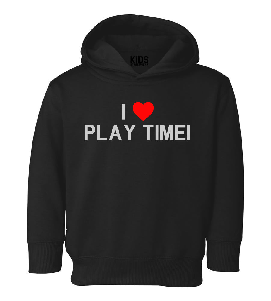 I Love Play Time Red Heart Toddler Boys Pullover Hoodie Black