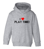 I Love Play Time Red Heart Toddler Boys Pullover Hoodie Grey