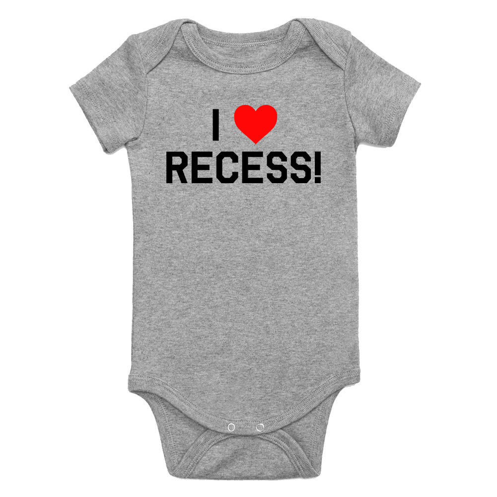 I Love Recess Red Heart Infant Baby Boys Bodysuit Grey