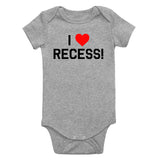 I Love Recess Red Heart Infant Baby Boys Bodysuit Grey