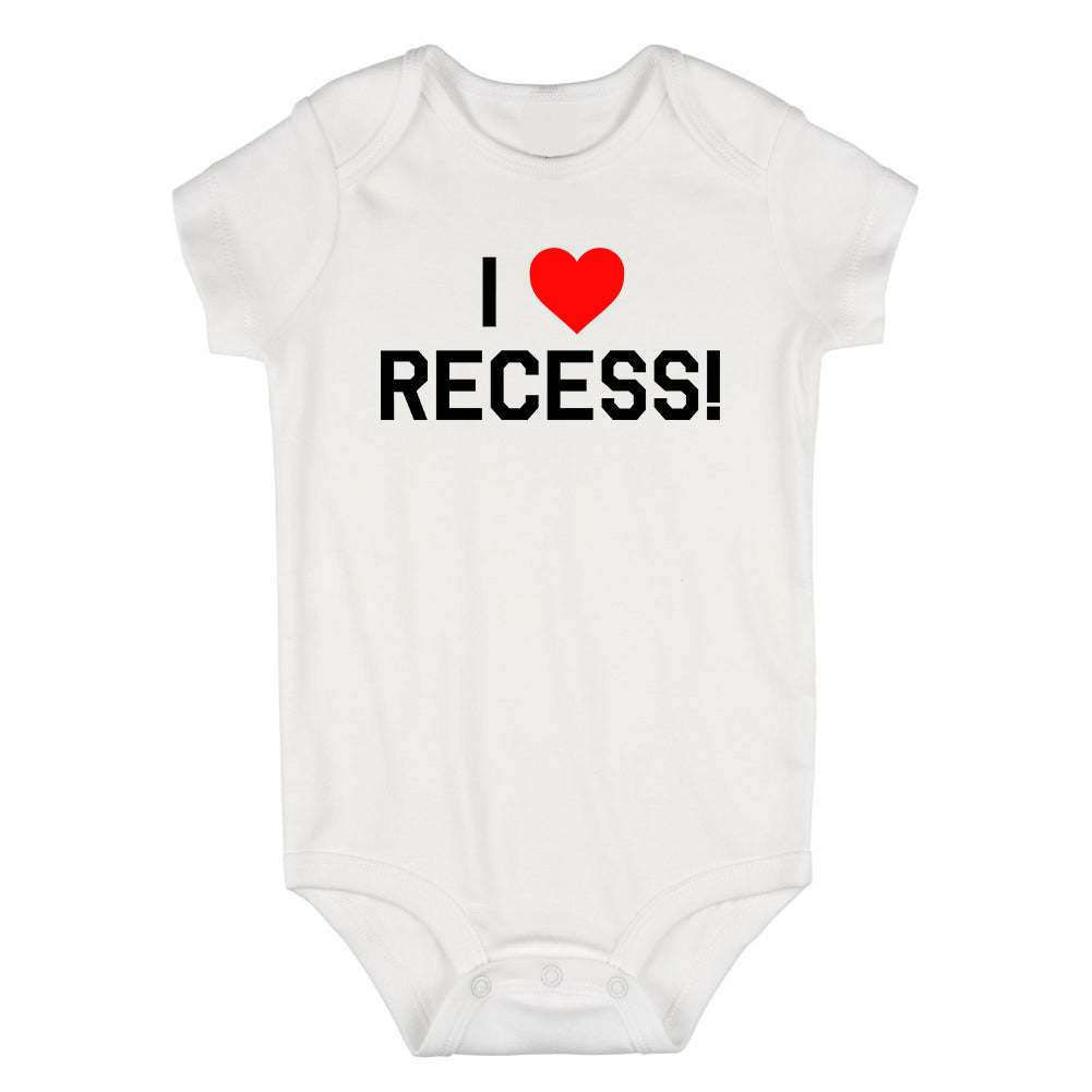 I Love Recess Red Heart Infant Baby Boys Bodysuit White