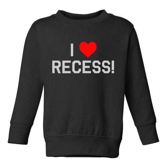I Love Recess Red Heart Toddler Boys Crewneck Sweatshirt Black