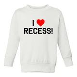 I Love Recess Red Heart Toddler Boys Crewneck Sweatshirt White
