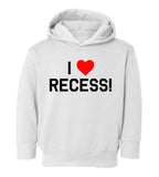 I Love Recess Red Heart Toddler Boys Pullover Hoodie White
