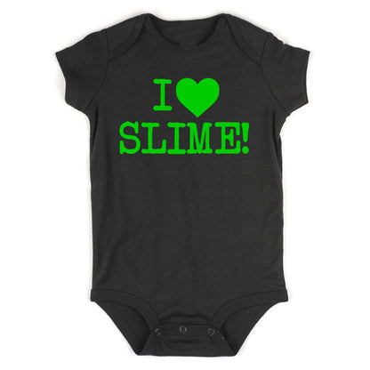 I Love Slime Green Infant Baby Boys Bodysuit Black