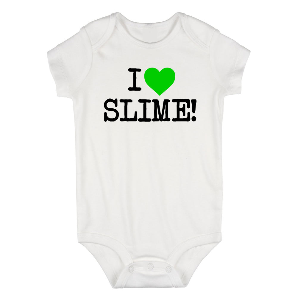 I Love Slime Green Infant Baby Boys Bodysuit White