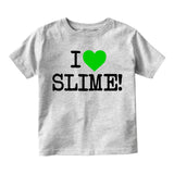 I Love Slime Green Infant Baby Boys Short Sleeve T-Shirt Grey