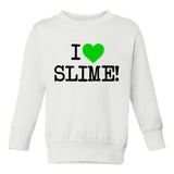 I Love Slime Green Toddler Boys Crewneck Sweatshirt White