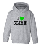I Love Slime Green Toddler Boys Pullover Hoodie Grey
