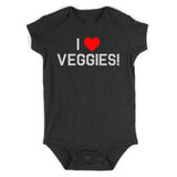 I Love Veggies Red Heart Infant Baby Boys Bodysuit Black
