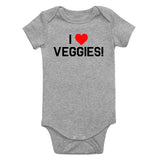I Love Veggies Red Heart Infant Baby Boys Bodysuit Grey